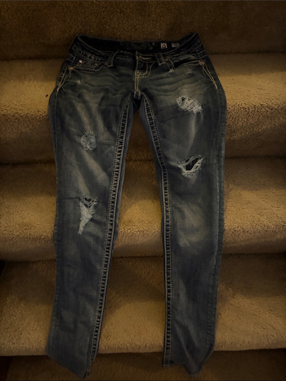 Miss Me Ripped Skinny Jeans in Blue